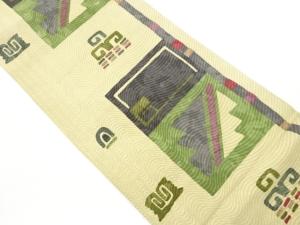 纐纈変わり図形模様全通袋帯